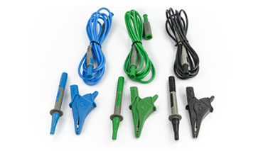 UNIVERSALKIT COMBI: SET DI 3 CAVI , 3 COCCODRILLI E 3 PUNTALI COLORE NERO ROSSO-VERDE-BLU