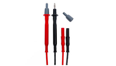 4312-2: COPPIA PUNTALI CON PUNTA 4MM E PROTEZIONE COLORE ROSSO/NERO E CONNETTORE BANANA DIRITTO